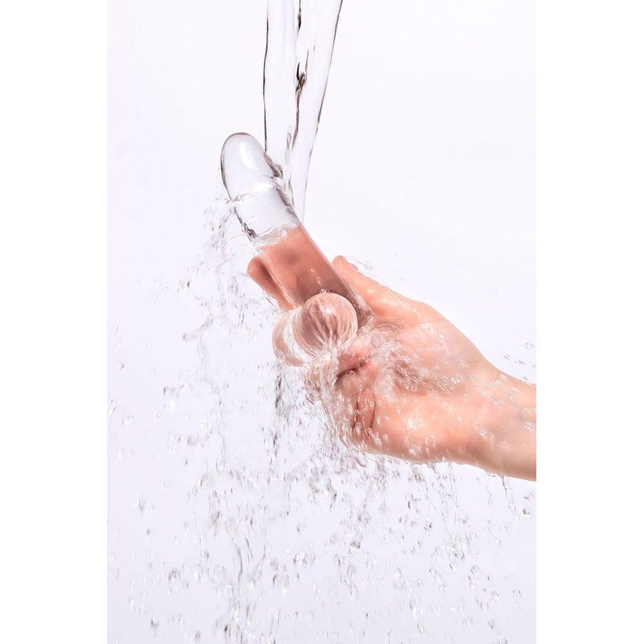 Realistyczne dildo z przyssawką 15 cm transparentne | elastyczne TPE