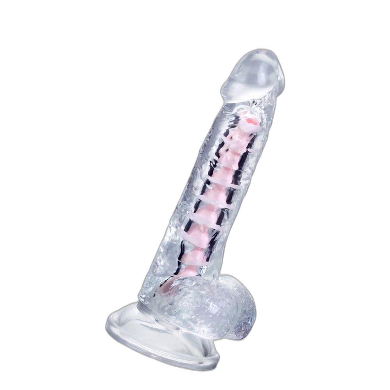 Elastyczne transparentne dildo z przyssawką 18 cm – stymulacja punktu G