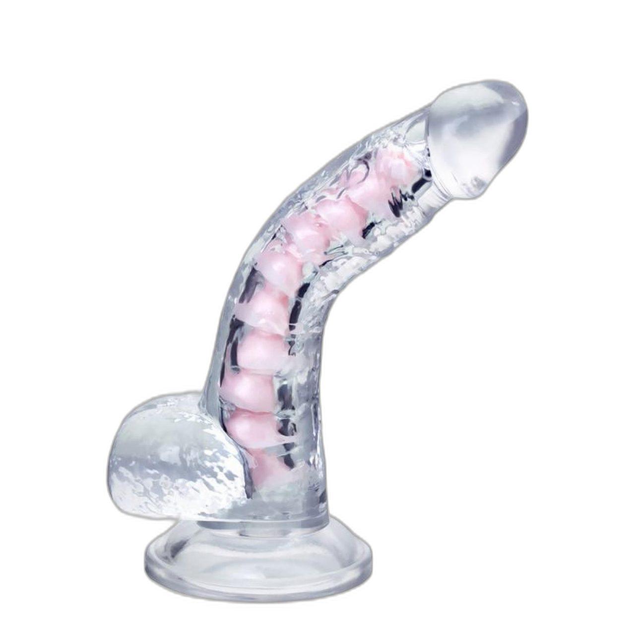 Elastyczne transparentne dildo z przyssawką 18 cm – stymulacja punktu G