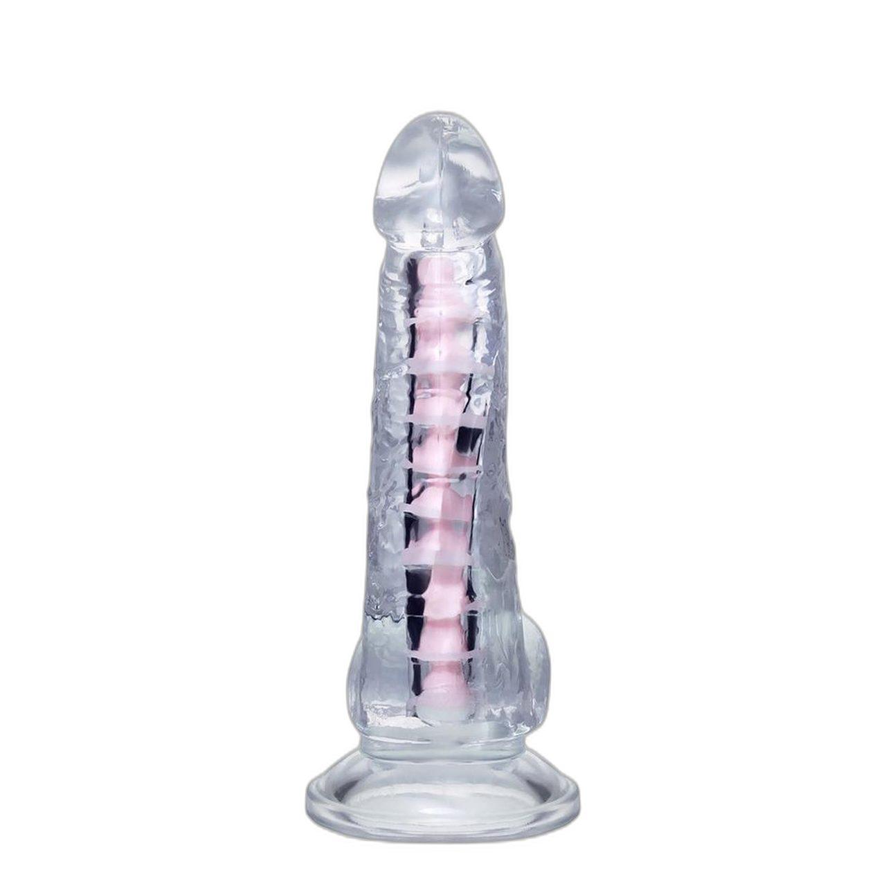 Elastyczne transparentne dildo z przyssawką 18 cm – stymulacja punktu G