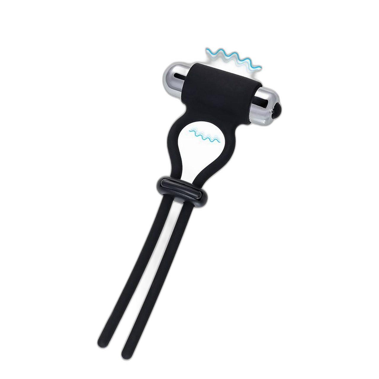 Regulowane lasso erekcyjne z wibracją 14 cm czarne | Loris.pl