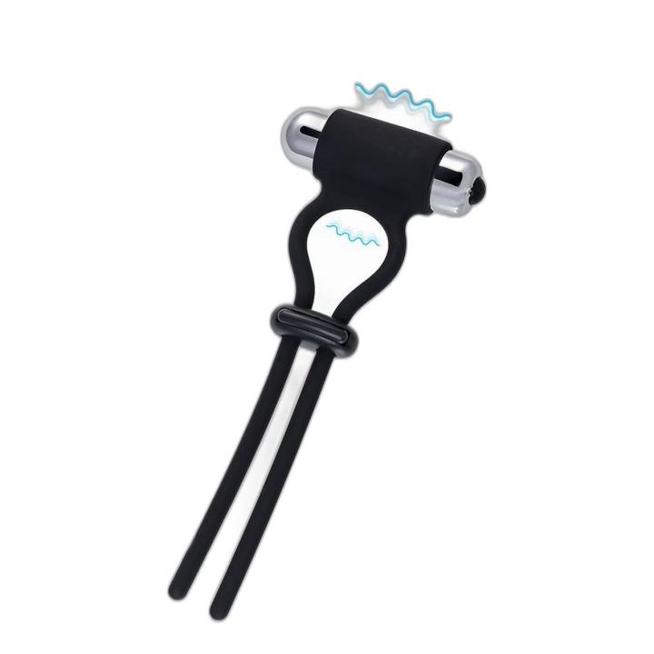 Regulowane lasso erekcyjne z wibracją 14 cm czarne | Loris.pl