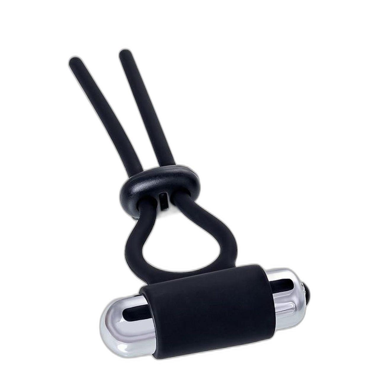 Regulowane lasso erekcyjne z wibracją 14 cm czarne | Loris.pl