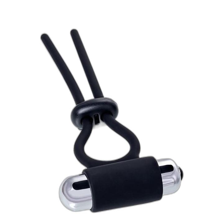 Regulowane lasso erekcyjne z wibracją 14 cm czarne