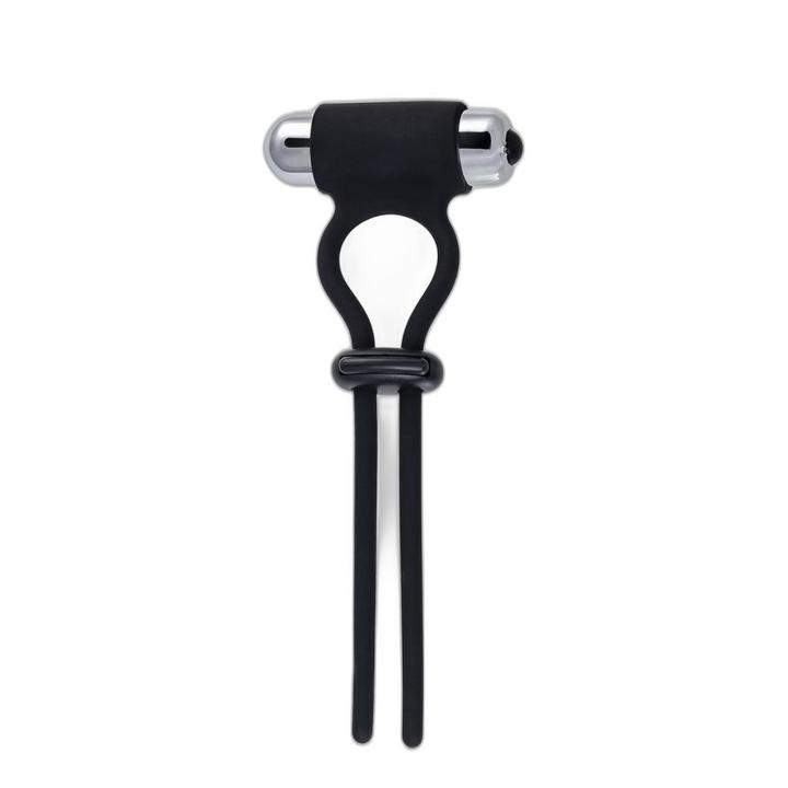 Regulowane lasso erekcyjne z wibracją 14 cm czarne