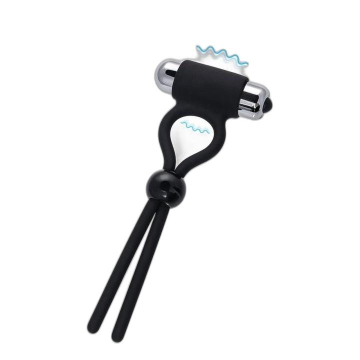 Silikonowe lasso erekcyjne z wibracją czarne 14 cm | Loris.pl