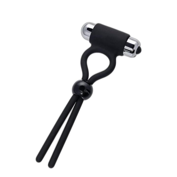 Silikonowe lasso erekcyjne z wibracją czarne 14 cm