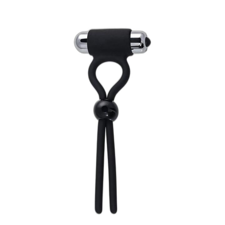 Silikonowe lasso erekcyjne z wibracją czarne 14 cm