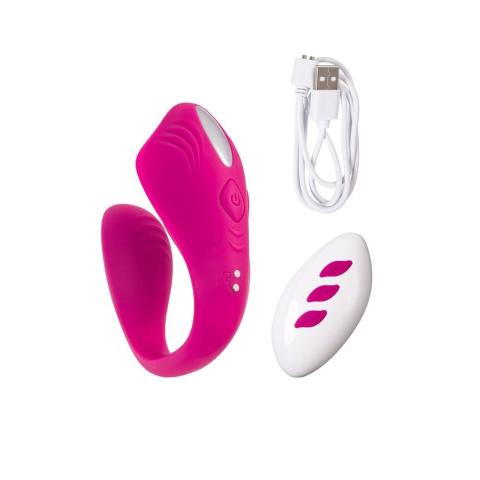 Wibrator dla par w kształcie u 9,6 cm różowy silikon
