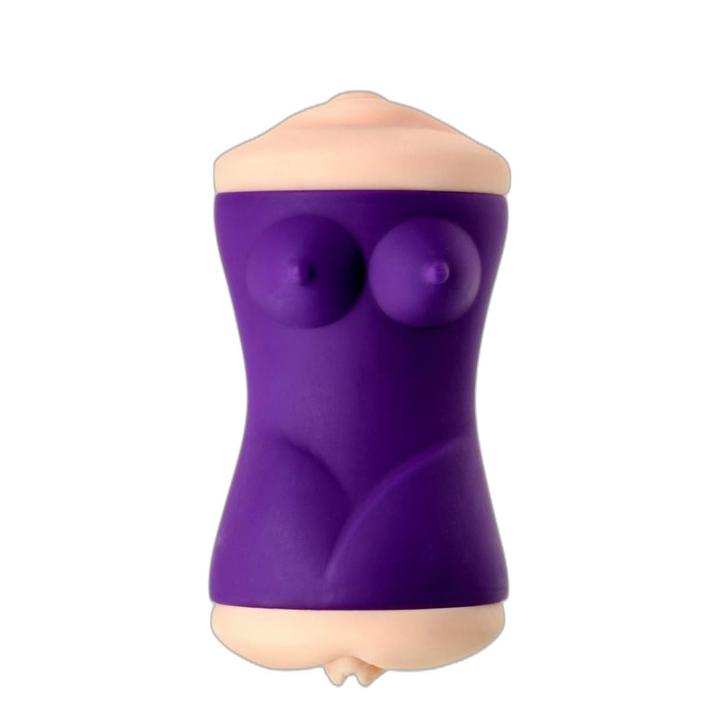Dwustronny masturbator tpr 17,5 cm z ustami i pochwą