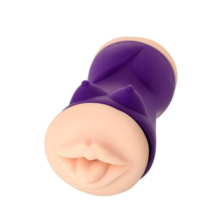 Dwustronny masturbator tpr 17,5 cm z ustami i pochwą