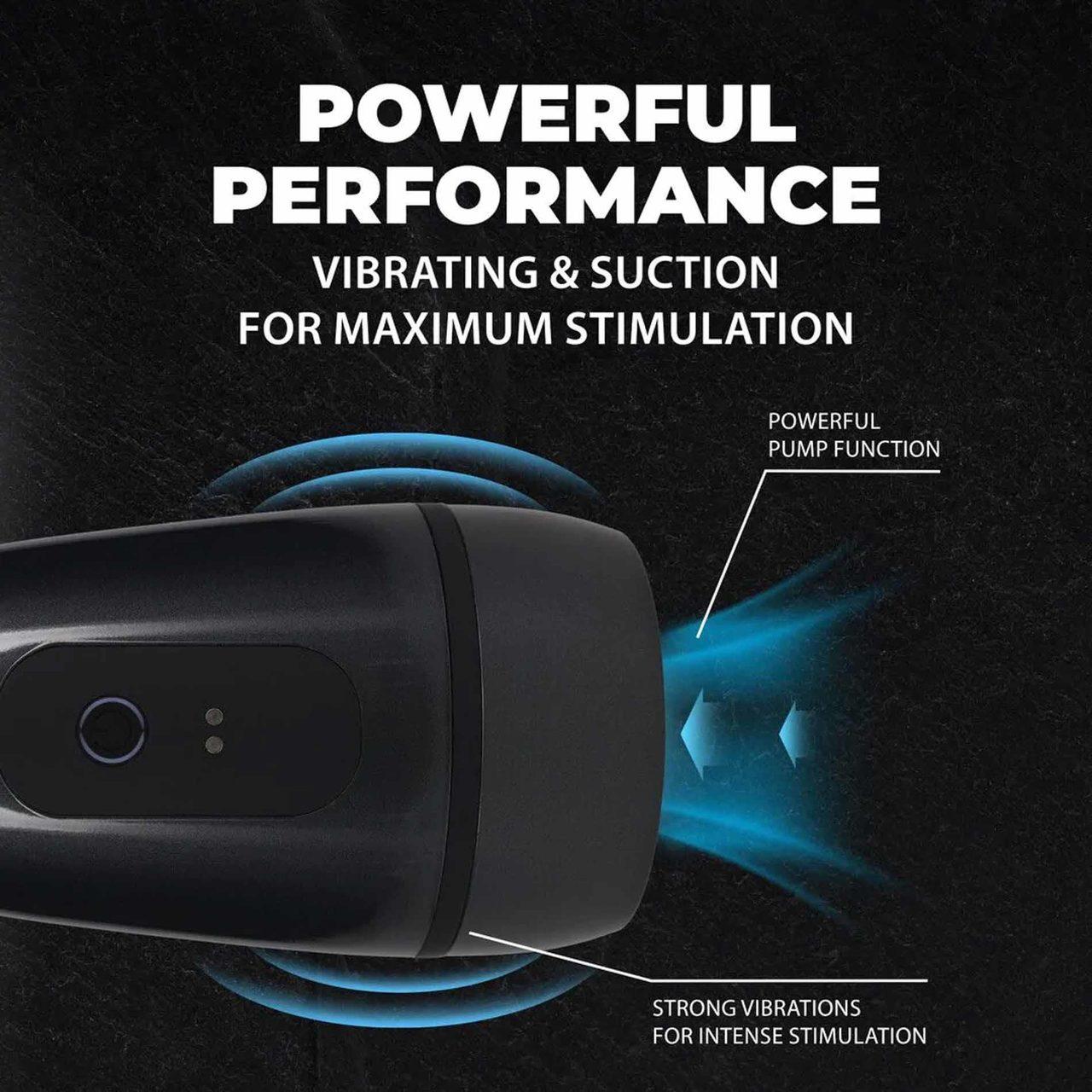 Masturbator z podciśnieniem i wibracjami gun metal | Loris.pl