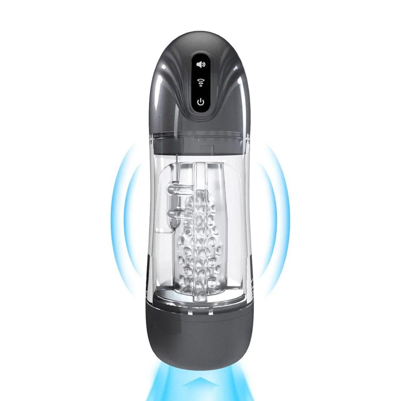 Masturbator z pompką ssącą i wibracjami gun metal | Loris.pl