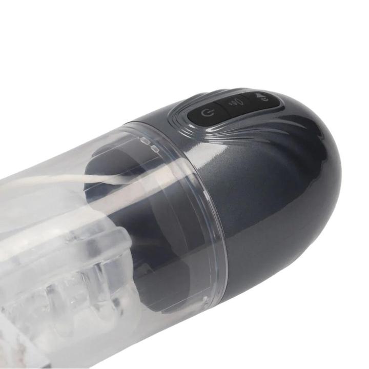 Masturbator z pompką ssącą i wibracjami gun metal