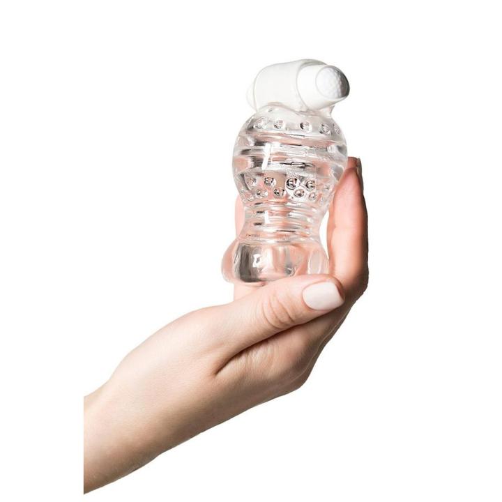 Wibrująca masturbatorka TPE 9 cm transparentna | Loris.pl