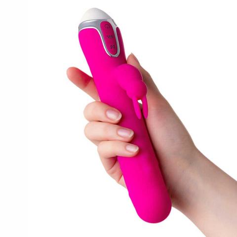 Wibrator króliczek 23 cm z ruchomymi kulkami i stymulatorem łechtaczki