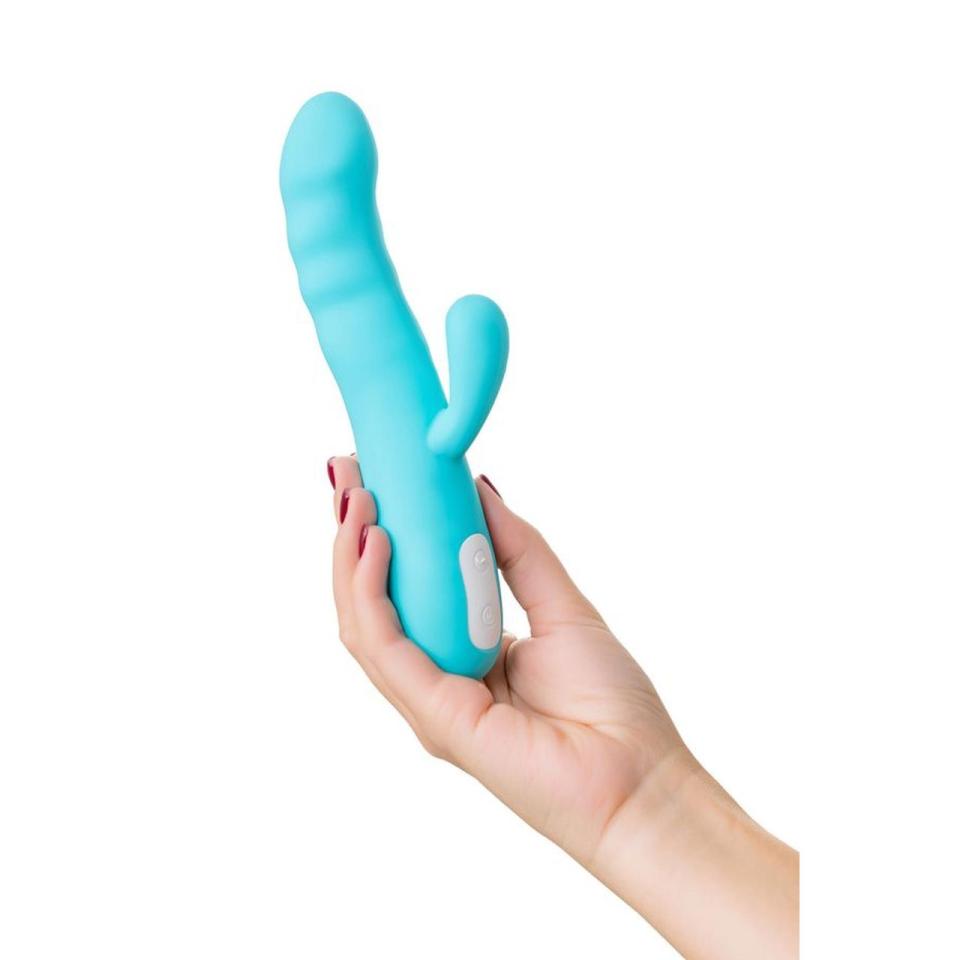 Niebieski wibrator króliczek rotacyjny z masażem łechtaczki- 20,7 cm