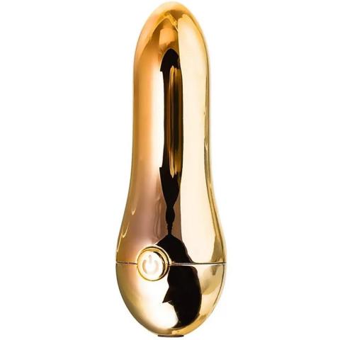 Złoty mini masażer 9 cm – 6 trybów wibracji, ładowanie USB