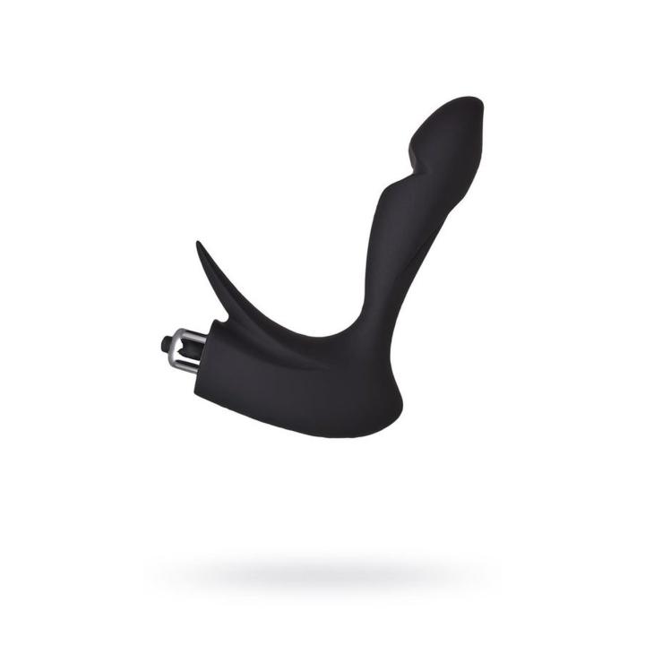 Silikonowy masażer prostaty 14,4 cm czarny | podwójna stymulacja