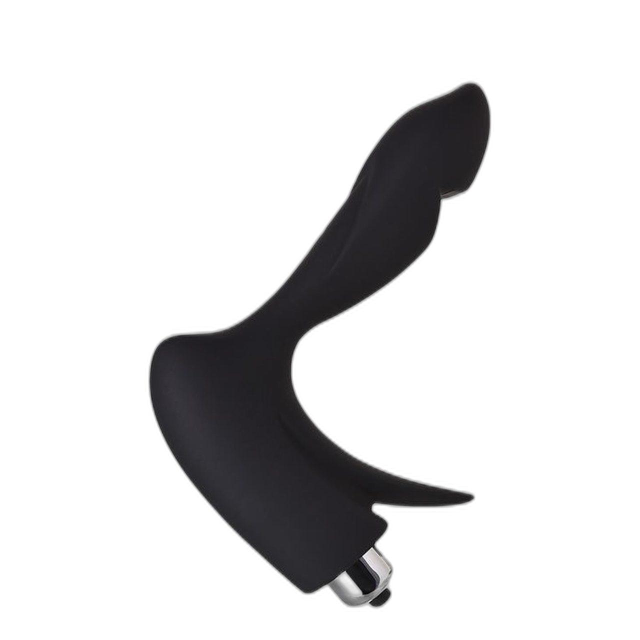 Silikonowy masażer prostaty 14,4 cm czarny | podwójna stymulacja