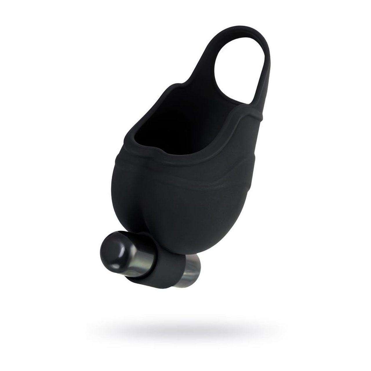 Etui na mosznę z pierścieniem i wibracją 6,5 cm czarne | Loris.pl
