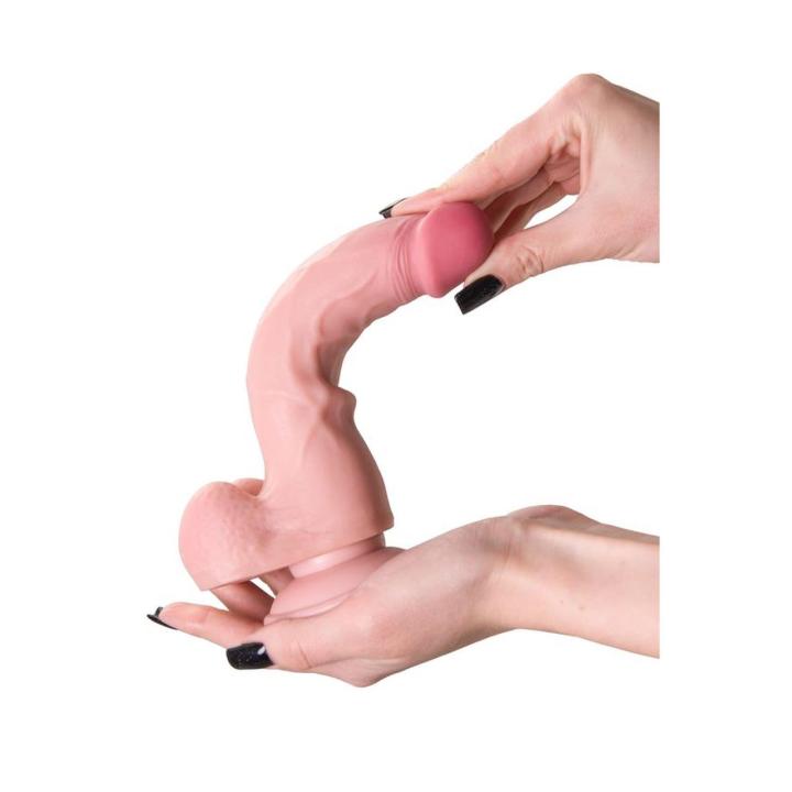 Realistyczne dildo cieliste 20 cm z przyssawką | Miękkie TPE