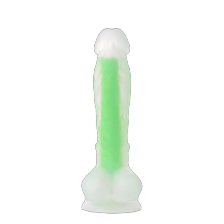 Świecące w ciemności dildo zielone 16,5 cm – realistyczny silikon
