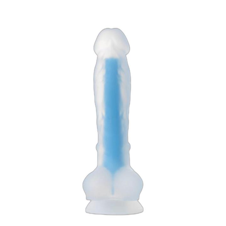 Świecące dildo 16,5 cm z miękkiego silikonu