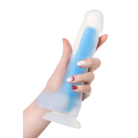 Świecące dildo 16,5 cm z miękkiego silikonu