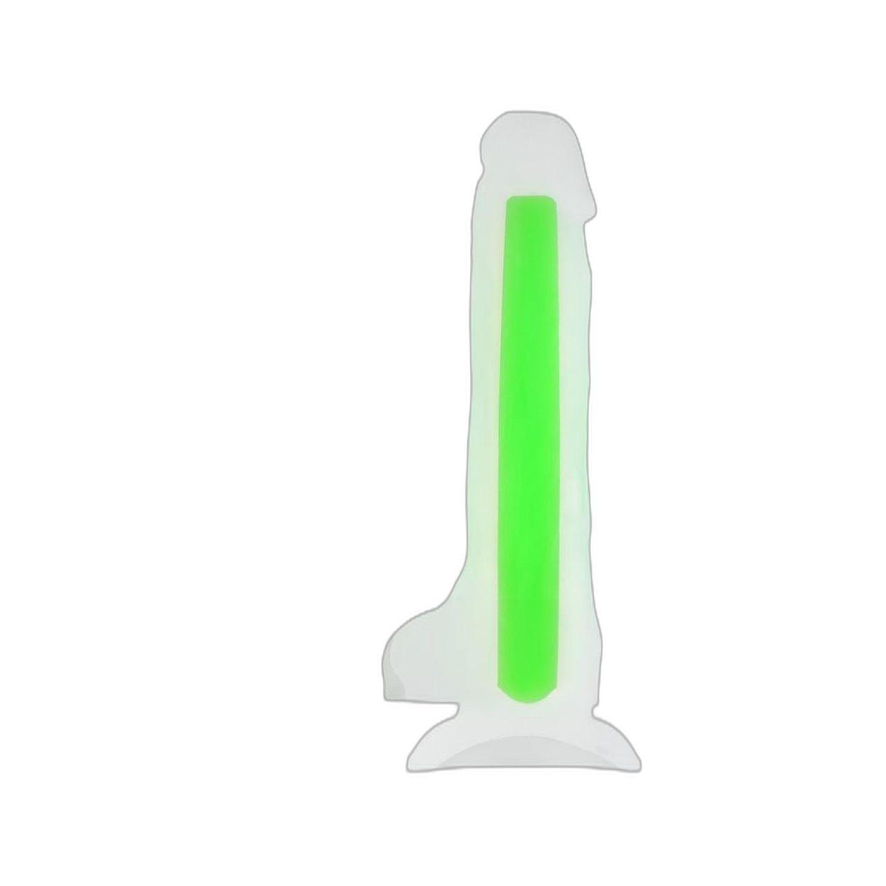Zielone dildo świecące w ciemności 14,5 cm – realistyczne | Loris.pl