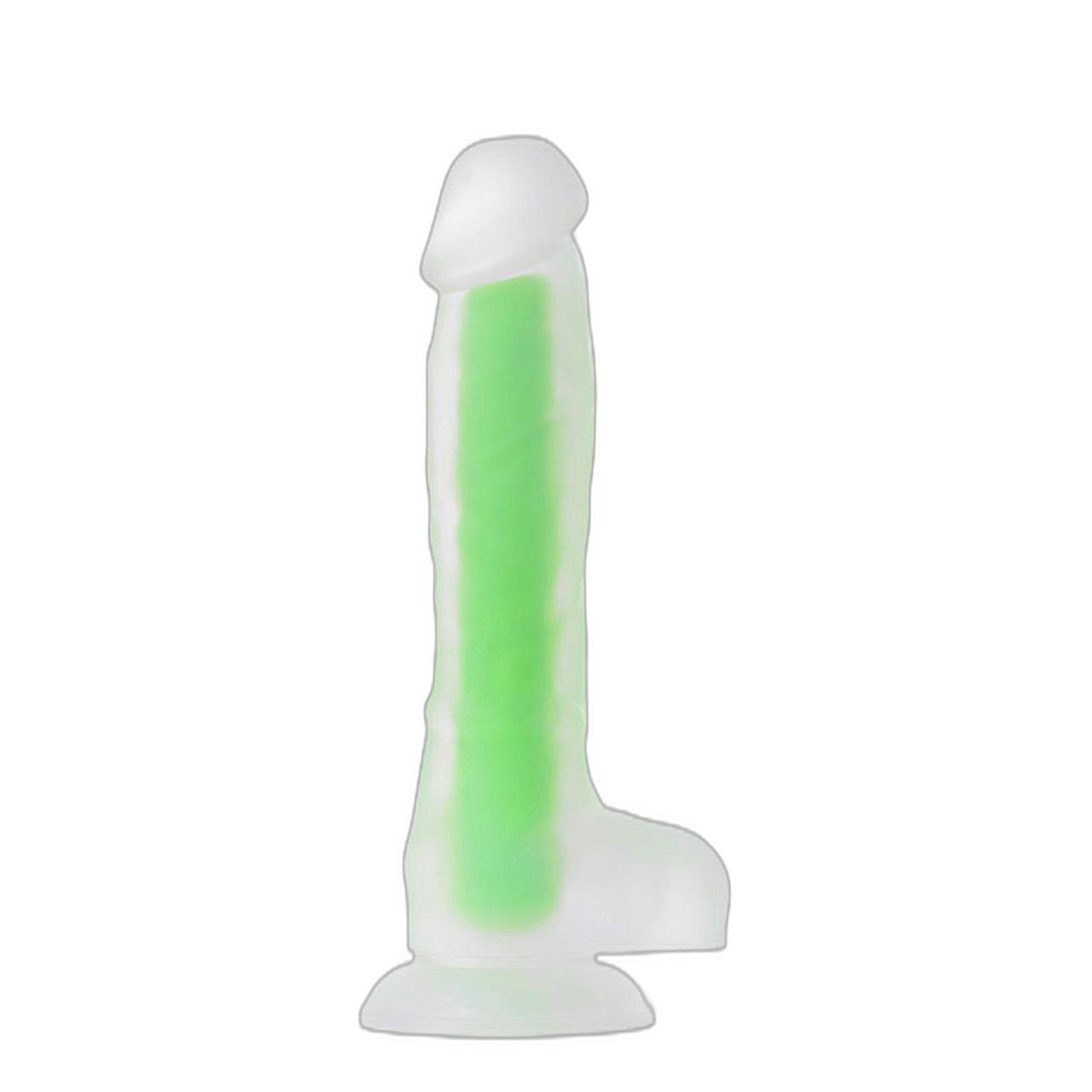 Zielone dildo świecące w ciemności 14,5 cm – realistyczne | Loris.pl