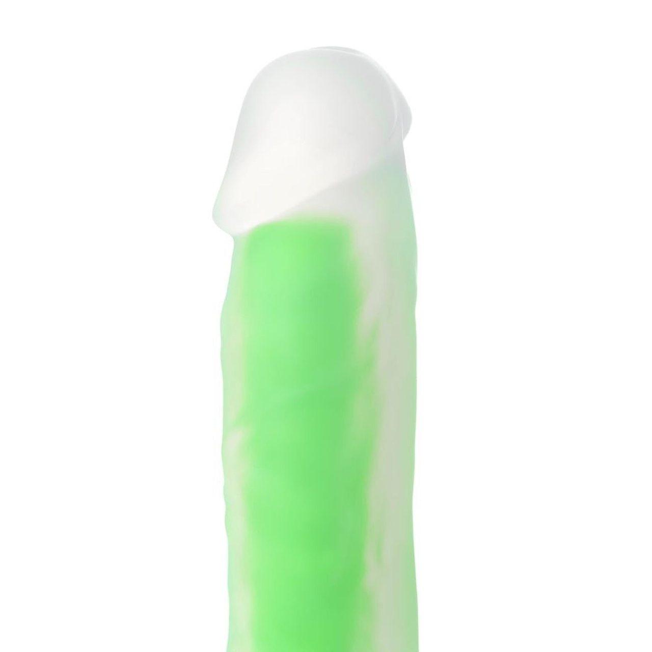 Zielone dildo świecące w ciemności 14,5 cm – realistyczne | Loris.pl