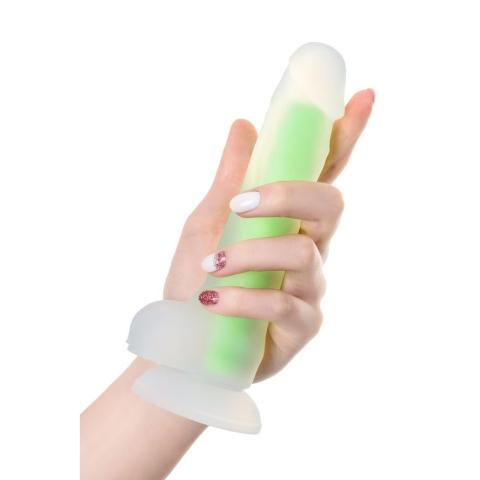 Świecące dildo zielone 13 cm – realistyczne detale i miękki silikon
