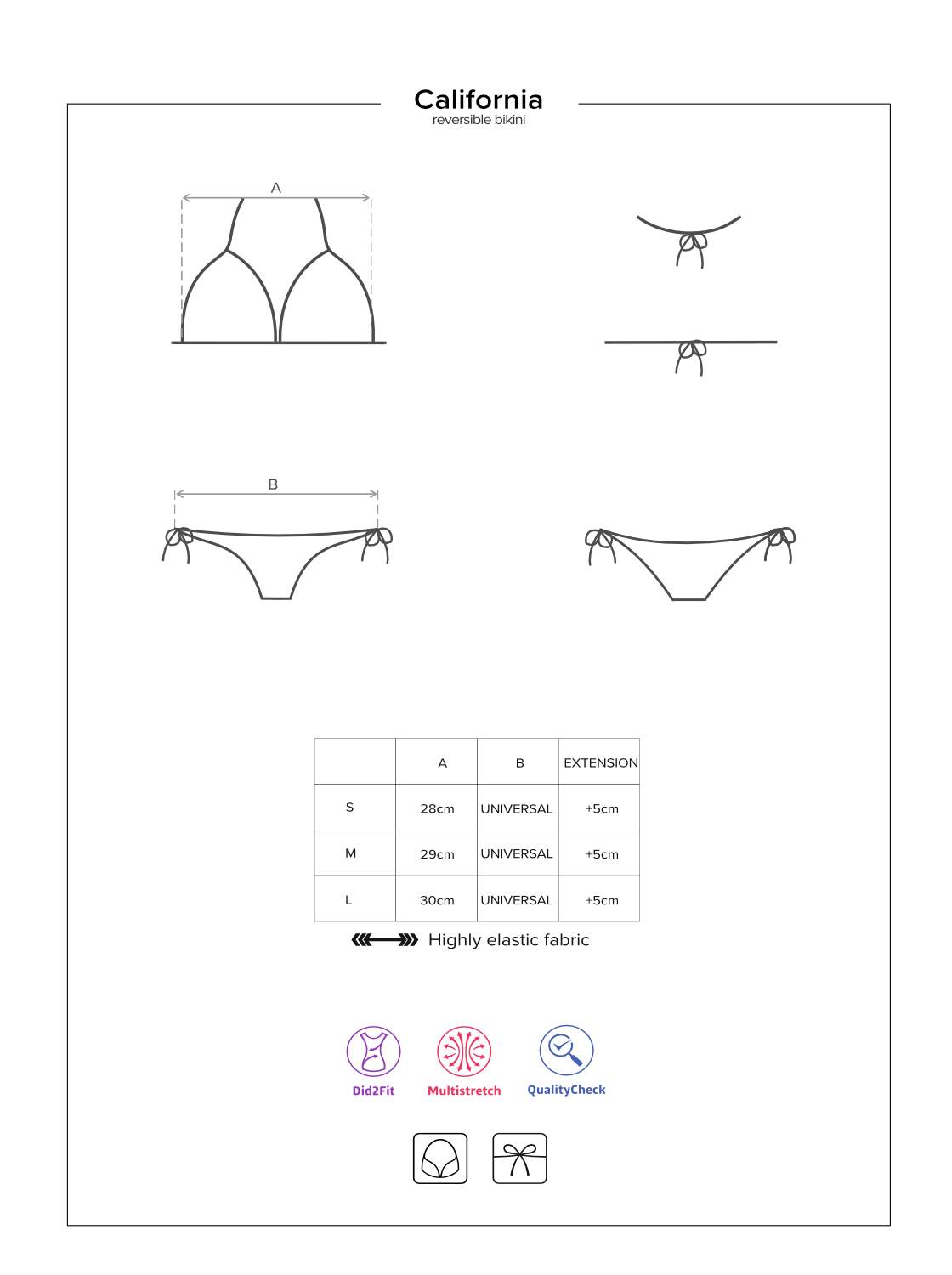 Dwustronne bikini Obsessive California beżowo-brązowe