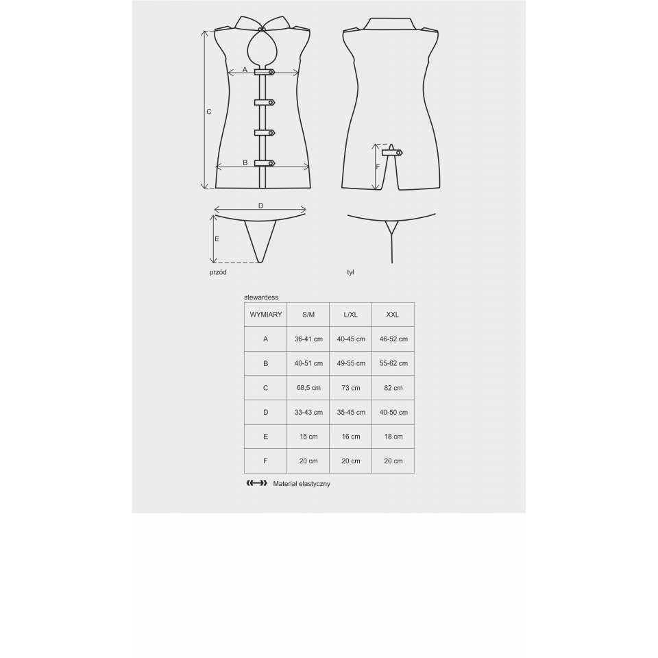 Kostium Obsessive Stewardess – szary z sexy lotniczą czapką