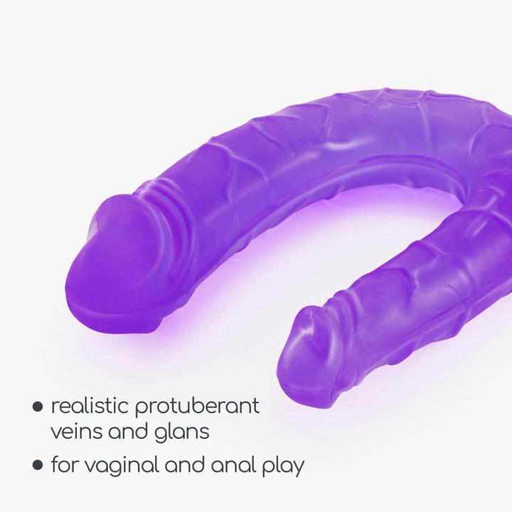 Podwójne dildo fioletowe + lubrykant analny 50 ml