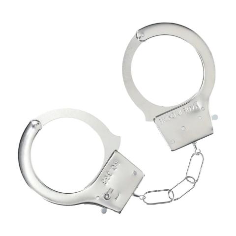 Srebrne metalowe kajdanki BDSM z szybkim uwolnieniem