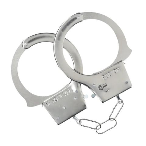 Srebrne metalowe kajdanki BDSM z szybkim uwolnieniem
