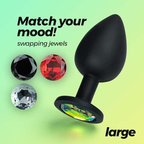 Duży korek analny z 4 wymiennymi ozdobami – elegancki plug