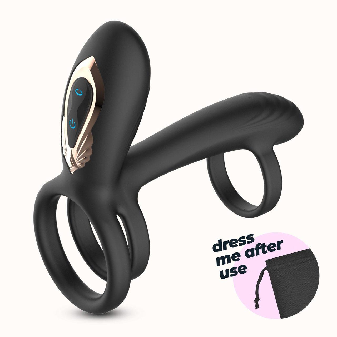 Wibrująco-rotacyjny pierścień na penisa z pilotem 12 cm | Loris.pl