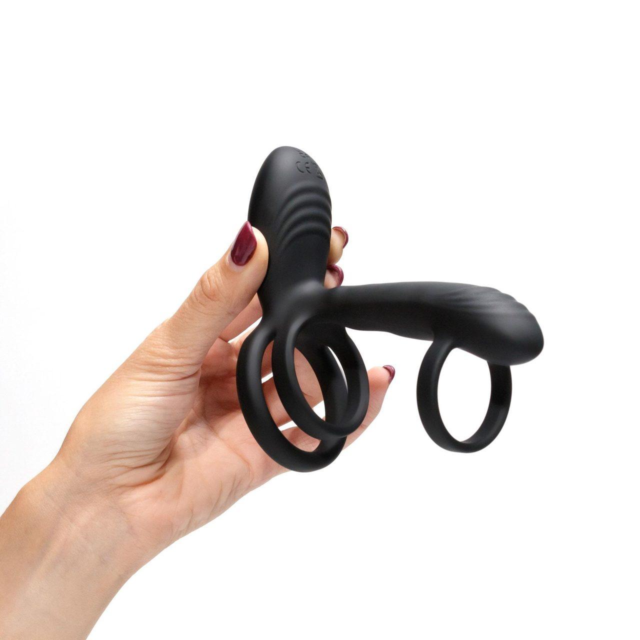 Wibrująco-rotacyjny pierścień na penisa z pilotem 12 cm | Loris.pl
