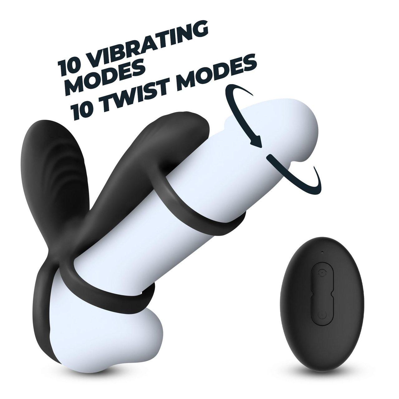 Wibrująco-rotacyjny pierścień na penisa z pilotem 12 cm | Loris.pl