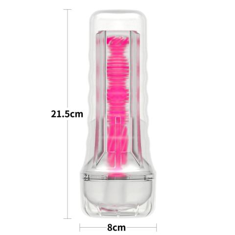 Świecący masturbator TPE różowy 21,3 cm – teksturowany tunel