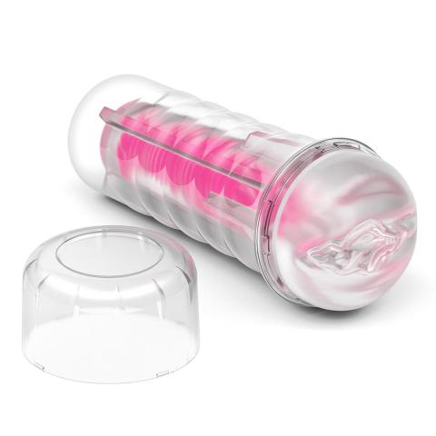 Świecący masturbator TPE różowy 21,3 cm – teksturowany tunel