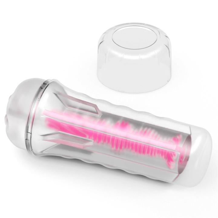 Świecący masturbator TPE różowy 21,3 cm – teksturowany tunel