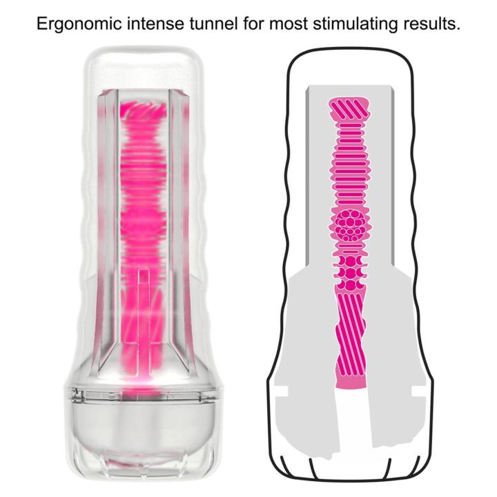 Świecący masturbator TPE różowy 21,3 cm – teksturowany tunel