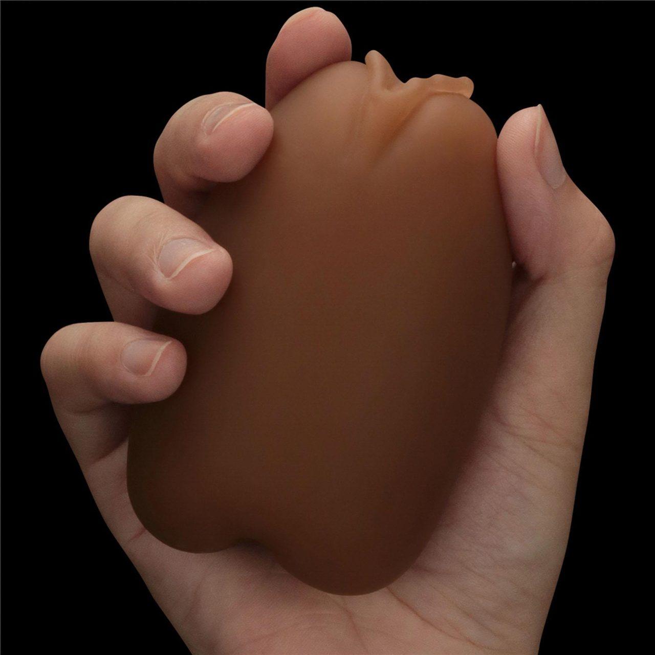 Dwustronny masturbator anus i pochwa TPE brązowy - intensywna faktura | Loris.pl