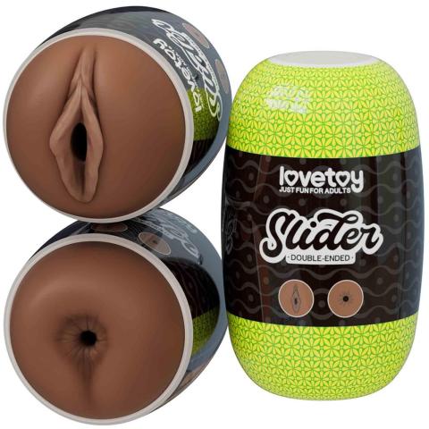 Dwustronny masturbator pochwa i anus z TPE - intensywna struktura