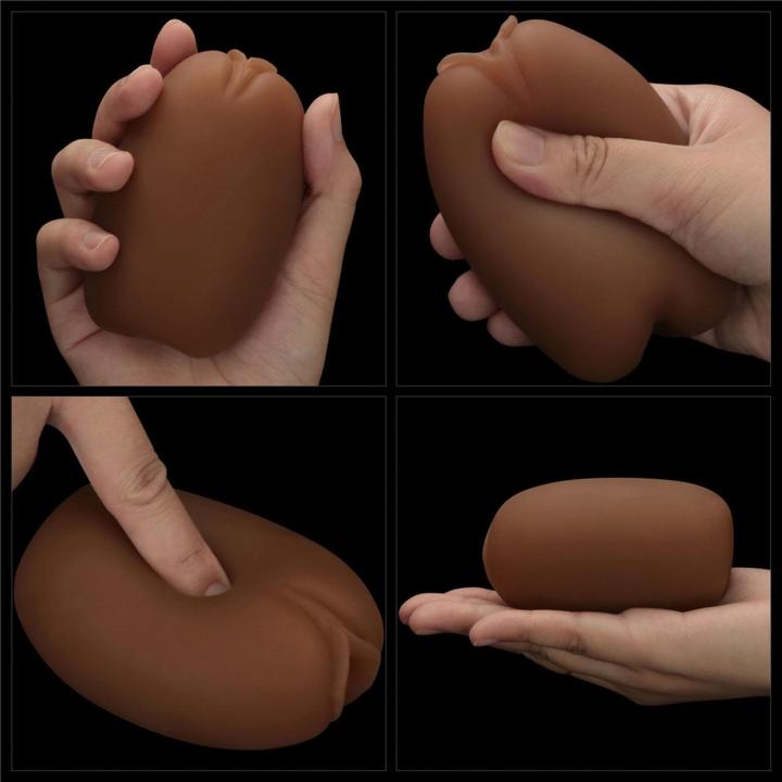 Dwustronny masturbator pochwa i anus z TPE - intensywna struktura
