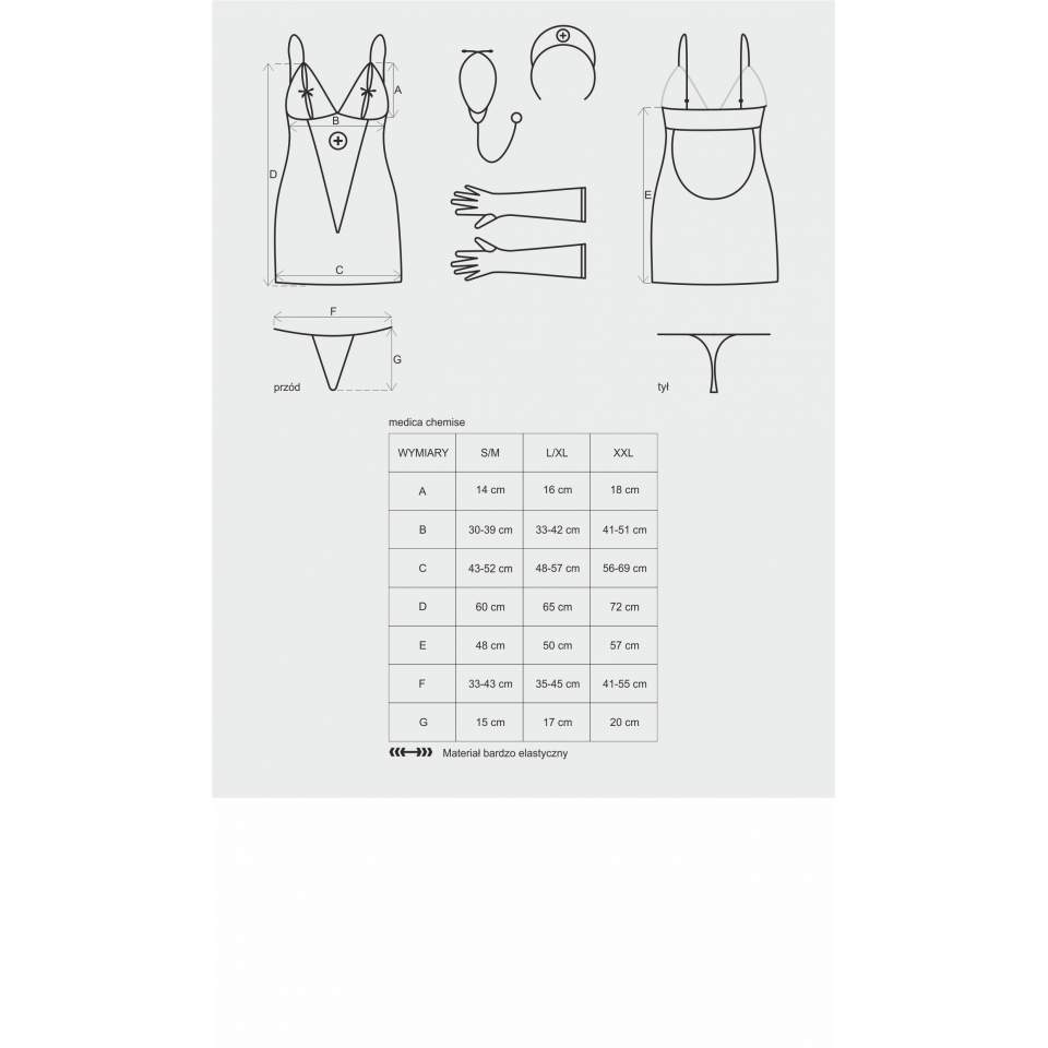 Biały kostium Obsessive Medica 5-częściowy + stetoskop